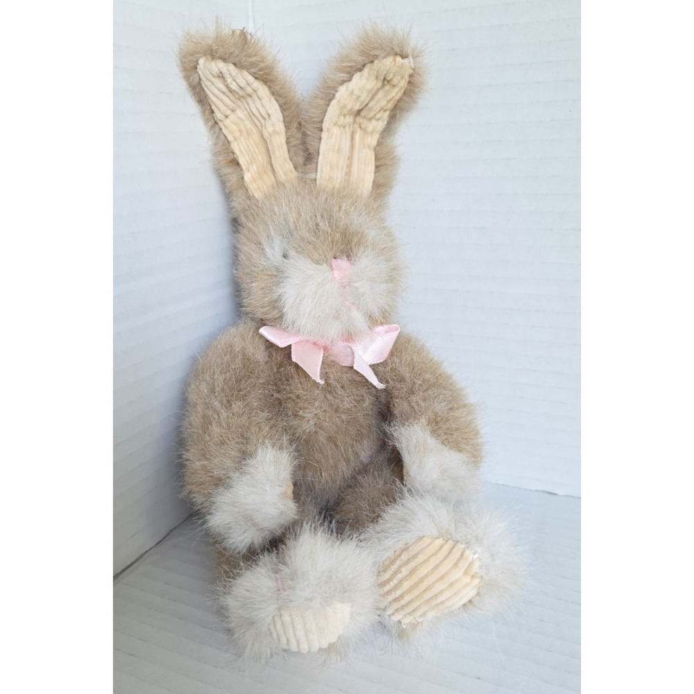RUSS BERRIE 10" Hopscotch Brown Bunny Rabbit pink bow Plush Stuffed Animal